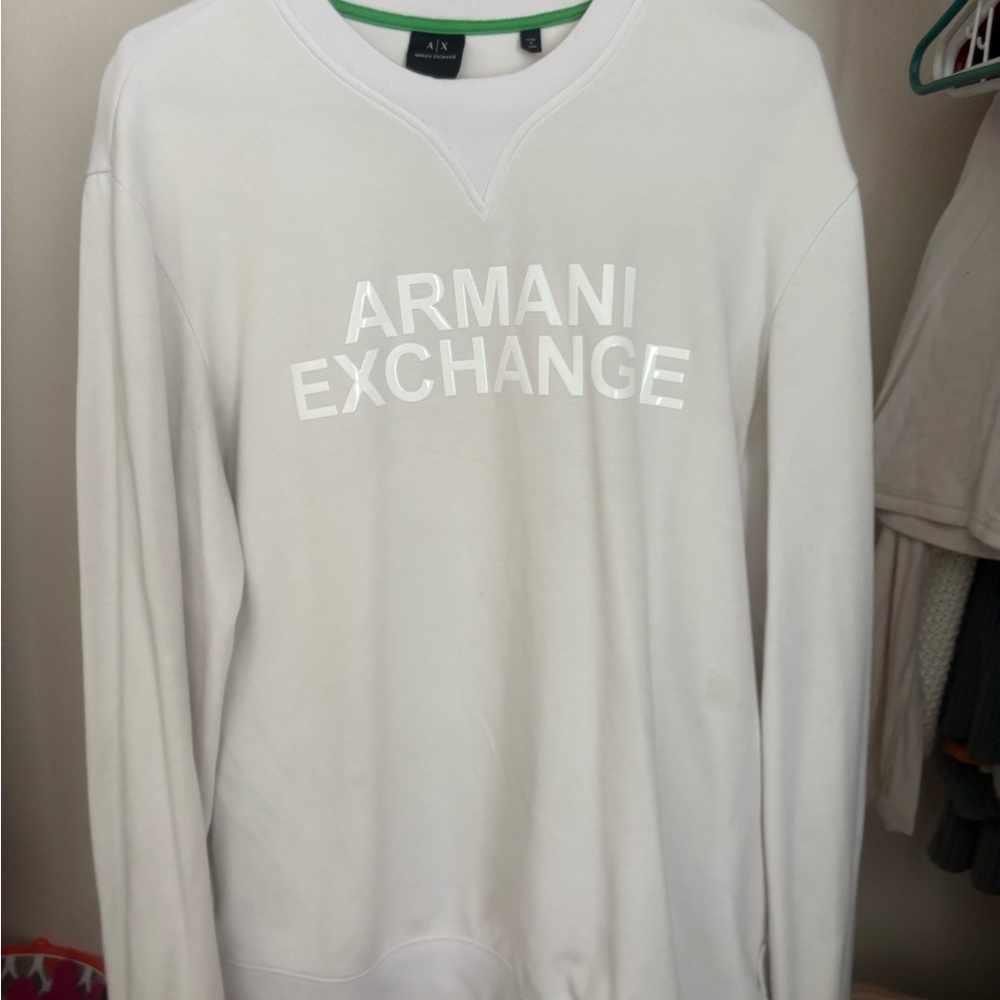 Armani Exchange Men's White Crewneck Sweater